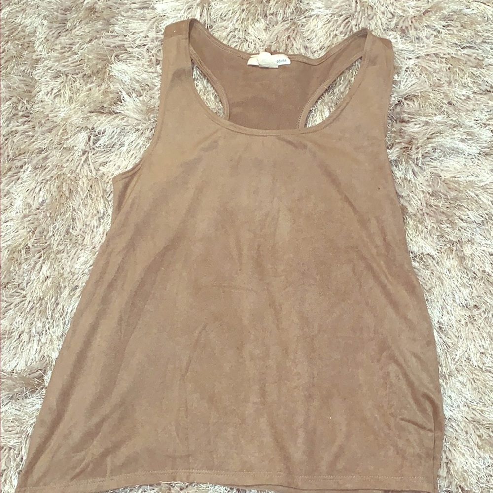 Tan Velvet Scoop Neck Tank